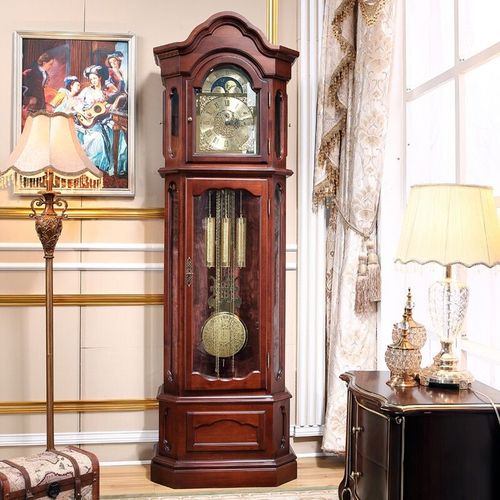 德国赫姆勒八音进口机芯落地钟实木客厅机械重锤拉链古典风水钟铜