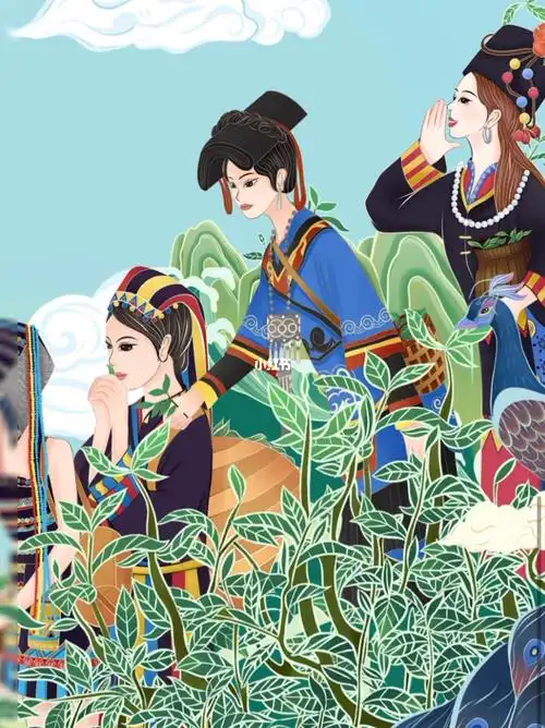 云南采茶女插画分享