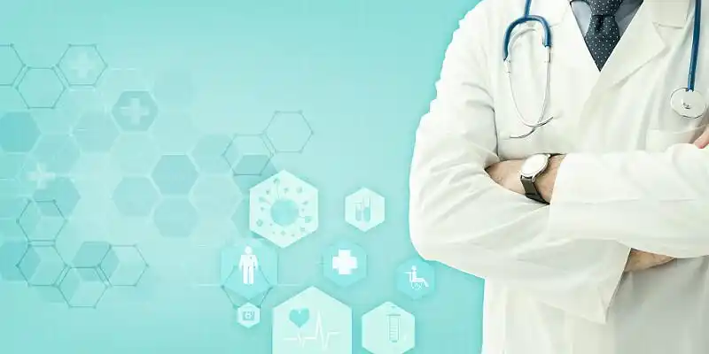 绿色科技感人物医生现代医学展板背景