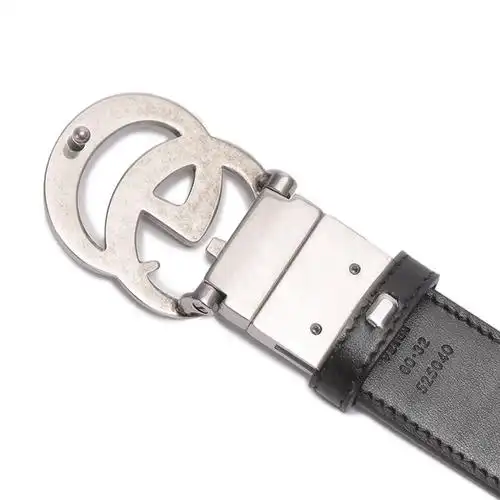 古驰gucci男士帆布皮革双g带扣不可裁剪复古双面旋转窄版皮带腰带