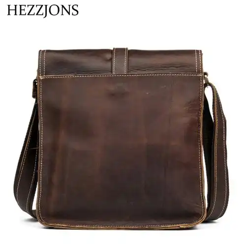 赫泽琼斯hezzjons新款男士真皮单肩包进口意大利疯马皮个性斜挎包时尚