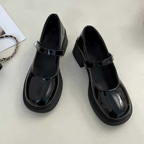 英伦风小皮鞋女式圆头珍珠浅口玛丽珍高复古单鞋2023春季新款