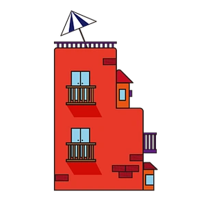 卡通楼房别墅房子