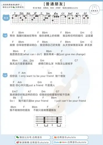 听了又听的经典情歌普通朋友陶喆尤克里里吉他弹唱谱