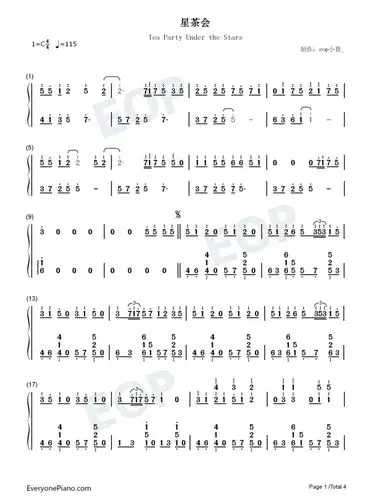 星茶会钢琴数字简谱