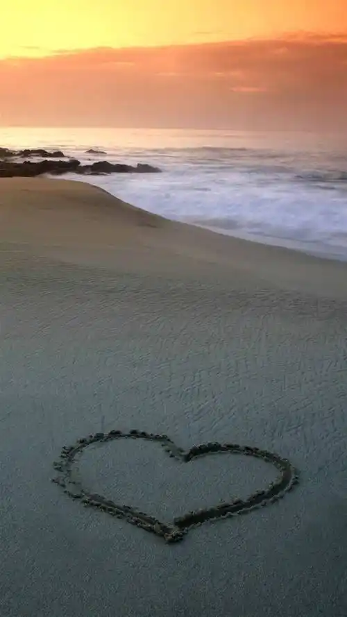 心形,爱心,沙滩,海边,海边沙滩,情人节,心形,手机壁纸爱心海边沙画