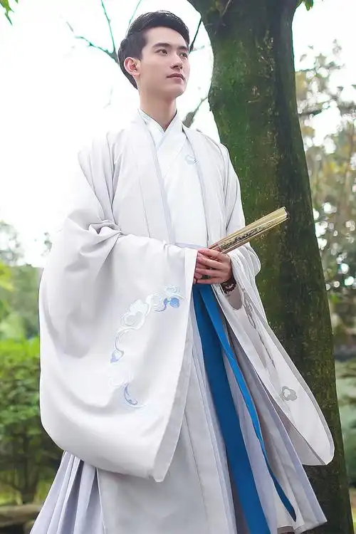 汉服男士霜天月明日常中国风大氅传统礼服外