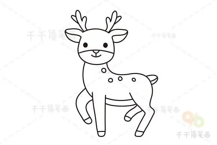 长颈鹿与梅花鹿简笔画