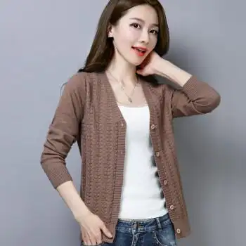 商品尚格帛 2019秋季新品女装时尚女针织开衫外套宽松短款毛衣简约