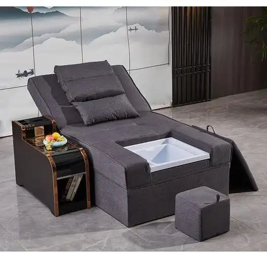 可狄 足疗按摩床电动躺椅洗脚泡脚按摩一体床桑拿spa泰式床 墨绿电动