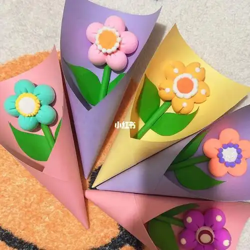 一年级教师节手工粘土花束