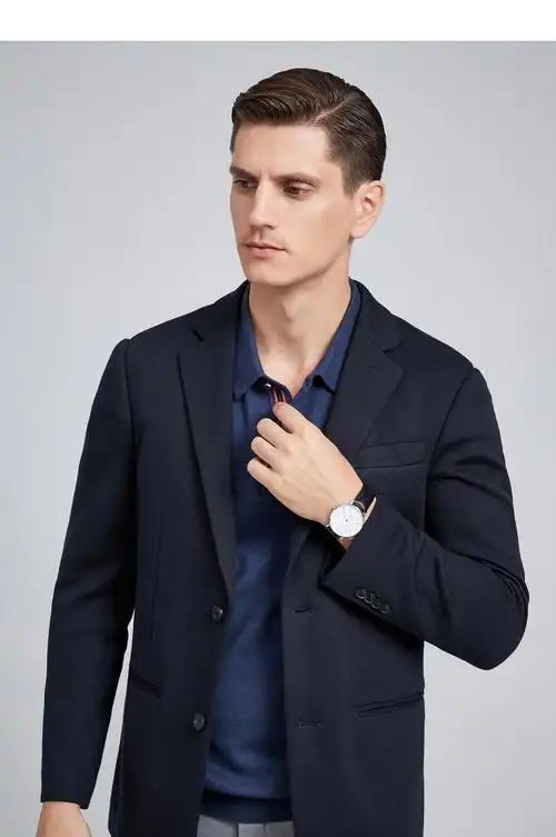 鄂尔多斯emz春季商务休闲便装西服男士羊毛面料西装外套黑色48a