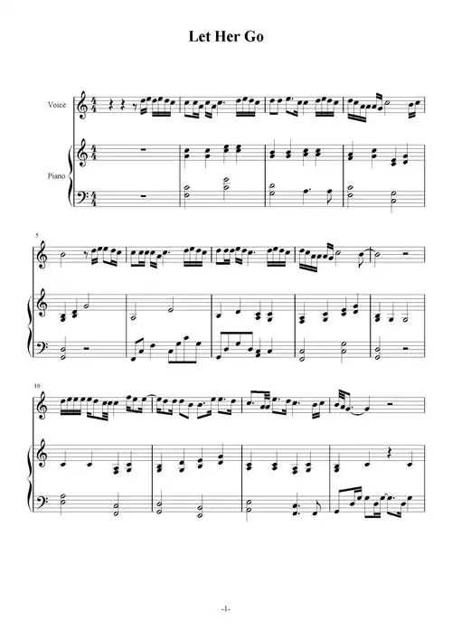 lethergo钢琴谱passengerc调钢琴弹唱五线谱