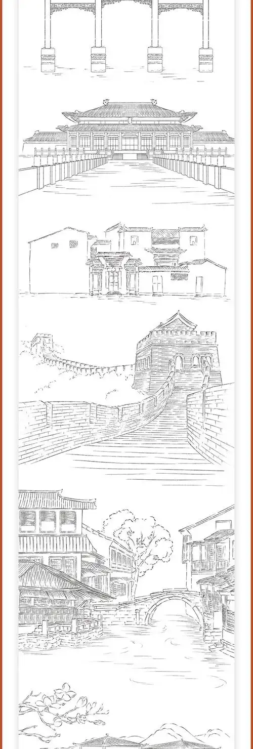 楼之千 白描古风建筑从入门到精通 国画临摹画册线描画册临摹手绘书籍