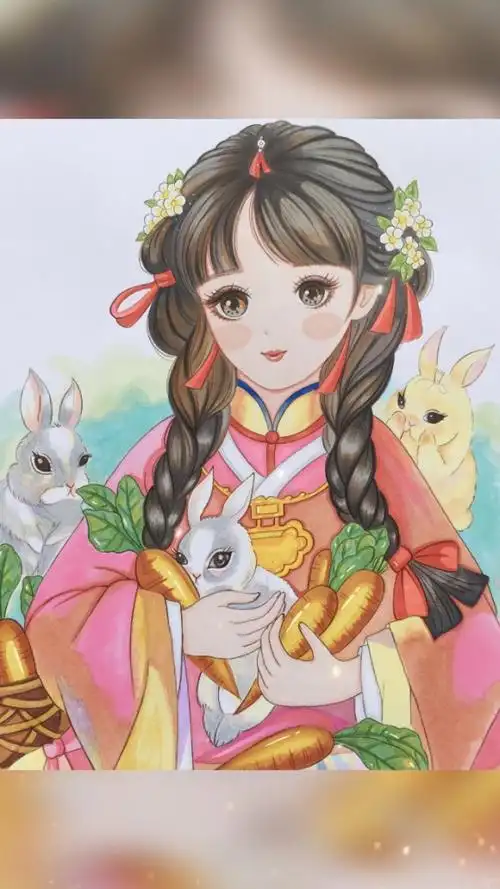 一副可爱古风马克笔手绘完成了!