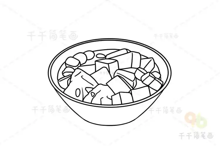福建闽南美食四果汤简笔画