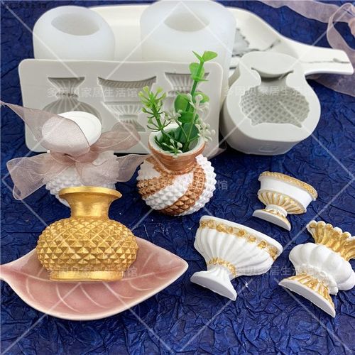 diy香薰石膏模立体花瓶模具布丁果冻慕斯冰激凌食品级软硅胶模具