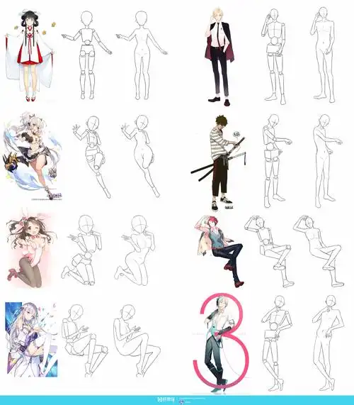 作业:动漫人体绘画学习之日式漫画人体比例画法与训练 - 蓝桥春雪