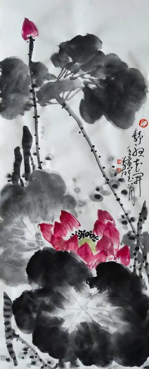 静听花开蔡茂友壬寅年水墨荷花作品欣赏