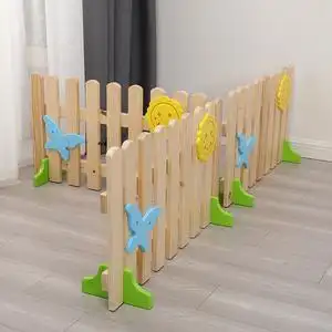 早教中心宝宝游戏围栏幼儿园儿童实木区角隔断栅栏卡通木围栏装饰