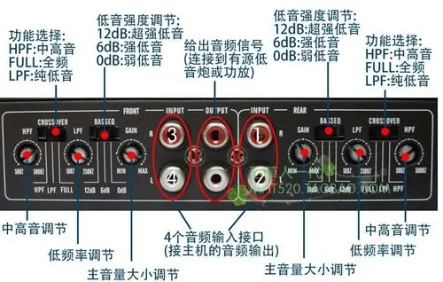 如何设置汽车功放后面的开关?