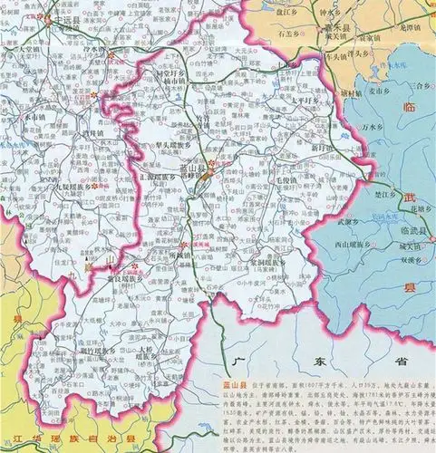 蓝山县地点行政区划