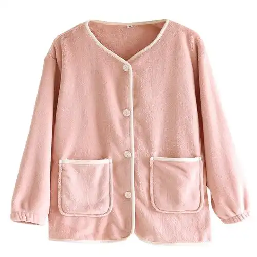 现货 卡地兹睡衣女上衣单件秋冬法兰绒加绒加厚保暖珊瑚绒长袖开衫