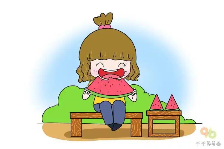 熊孩子日记系列夏天吃西瓜解暑