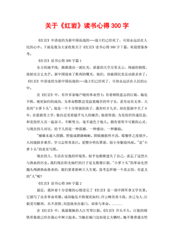 关于红岩读书心得300字doc5页