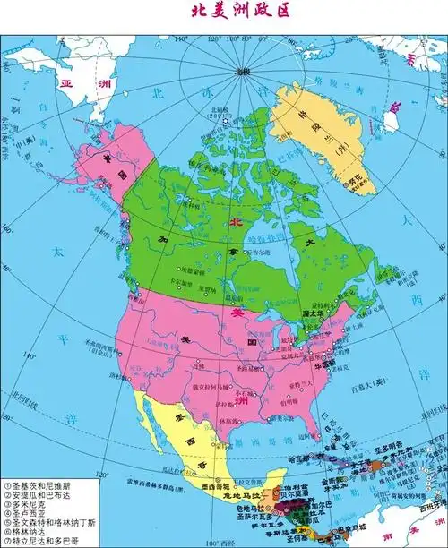 地理教学用图-北美洲政区图 - 世界地图全图 - 地理教师网