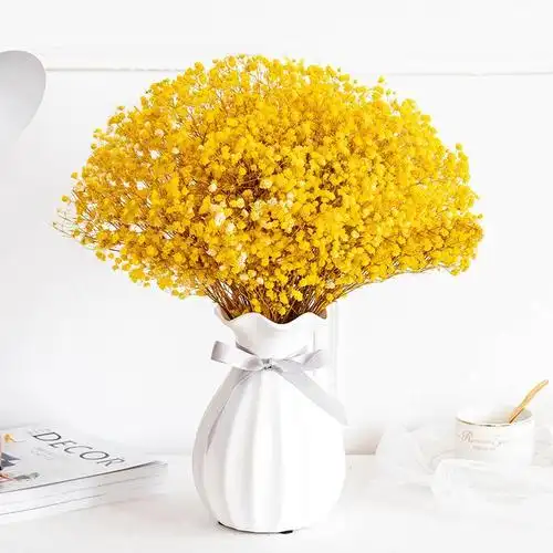 星永生花陶瓷花瓶小清新客厅餐桌家居插花摆件三维工匠蓝色满天星大