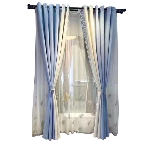 网红麦穗纯色雪尼尔无缝遮光窗帘浅绿卧室客厅书房儿童小美飘窗帘