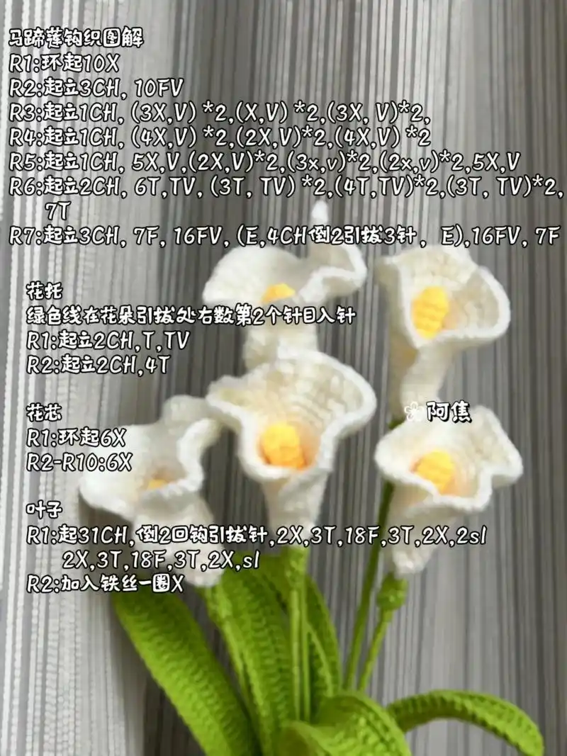 马蹄莲钩织图解01.#马蹄莲#钩织#图解#手工 - 抖音