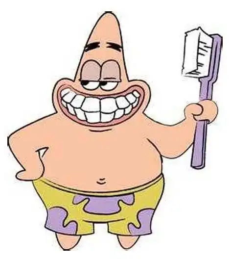 幼儿带颜色的卡通人物简笔画图片刷牙的派大星