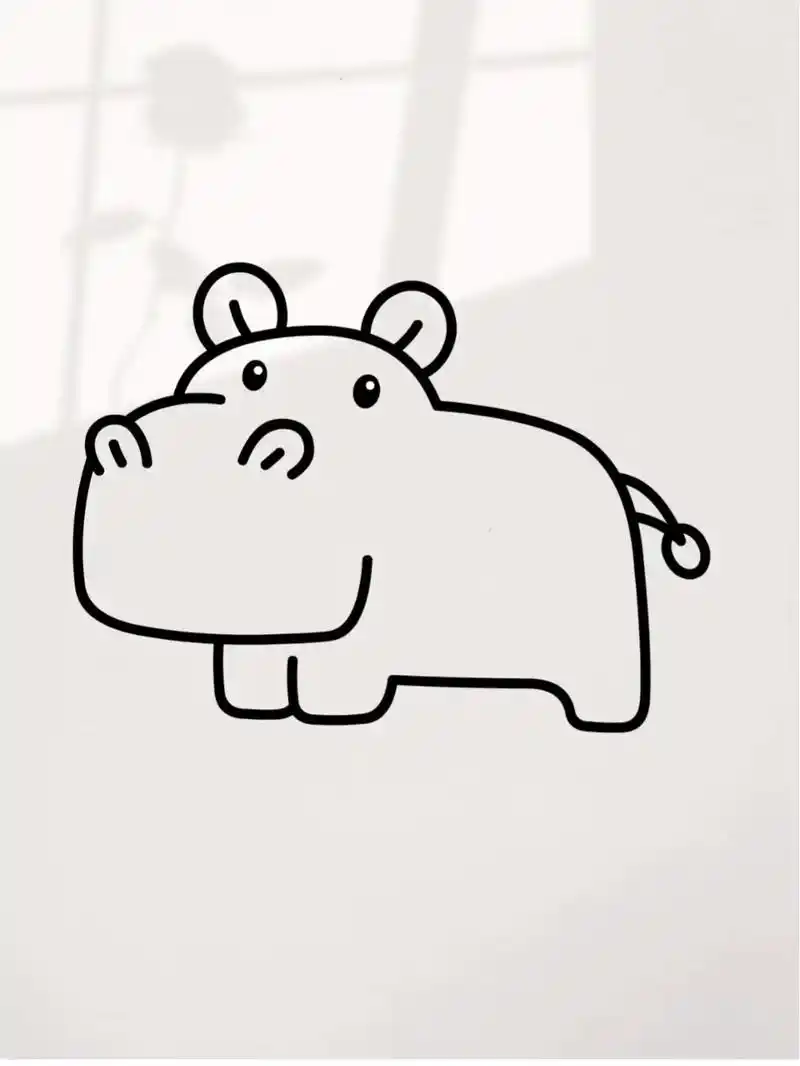 简笔画画河马.#一起学画画 #亲子简笔画 #一学就会的简笔画 - 抖音