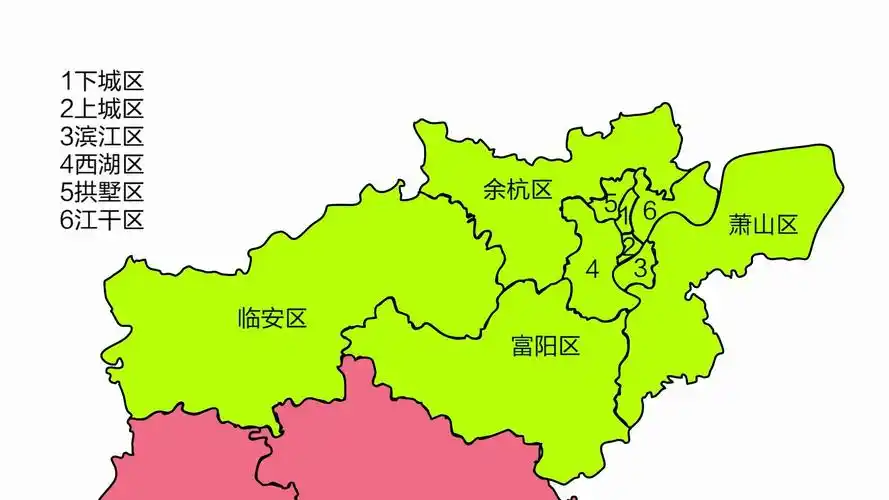 地图看杭州行政区划10个区2个县代管1个县级市