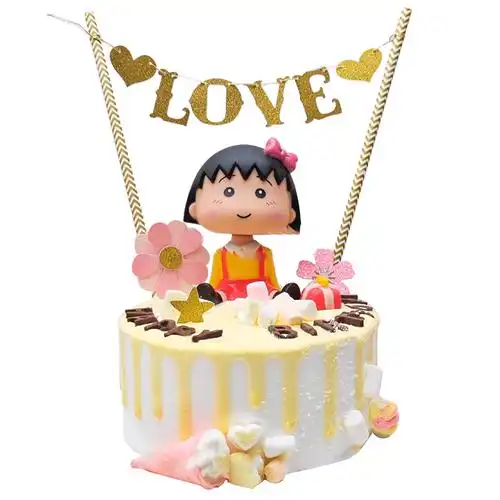 樱桃小丸子元旦生日蛋糕同城配送网红卡通动漫女可爱宝宝新鲜蛋糕