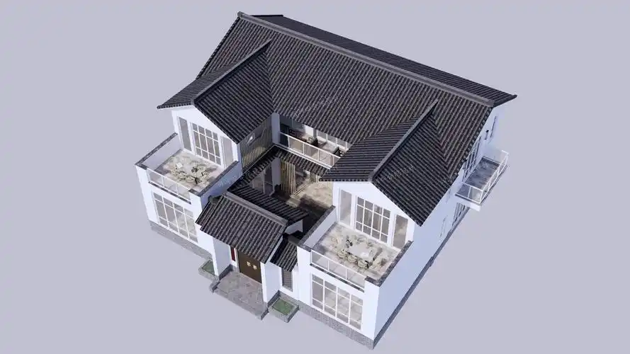 轻中式两层三合院1616白墙配白窗竟成亮点润润四合院设计刘鹰