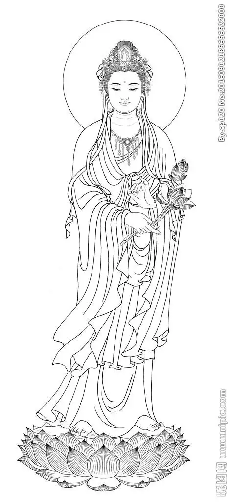 大势至菩萨线描