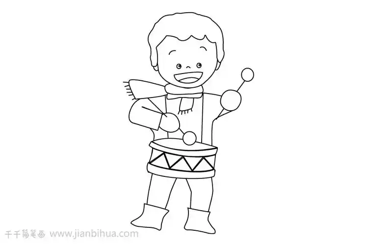 敲鼓的小男孩简笔画