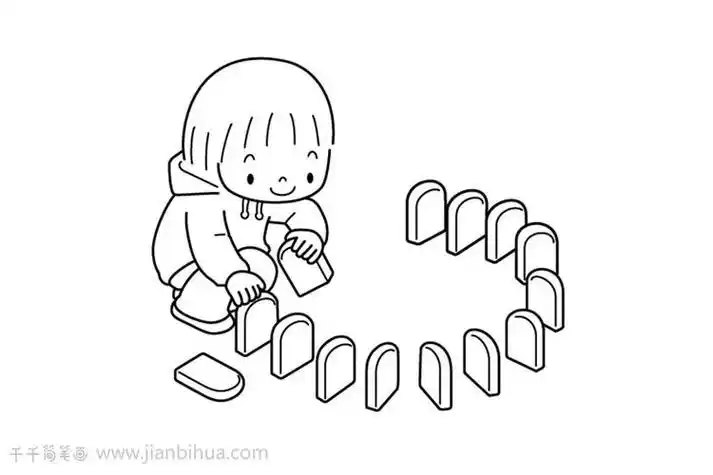 玩积木的小朋友简笔画小熊在玩玩具简笔画幼儿园收拾玩具简笔画小男孩