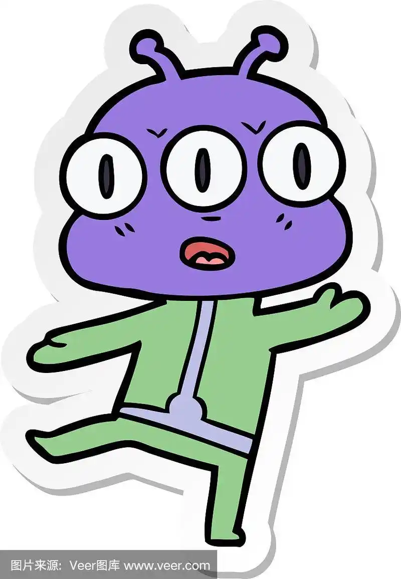 卡通三眼外星人贴纸