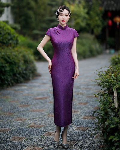 高端真丝旗袍裙女长款2021新款复古改良桑蚕丝旗袍裙民族风宴会中国风