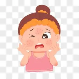 卡通手绘女生面部脸蛋过敏红疹人物元素