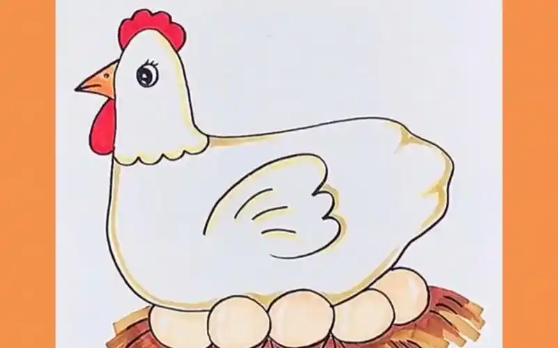 用手掌画母鸡孵蛋