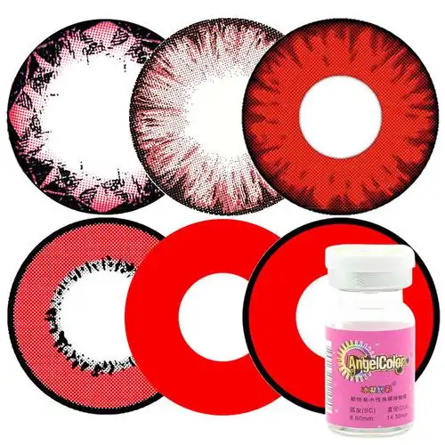 显色cos红色美瞳年抛混血大直径血红色隐形眼镜14.5mm纯红美瞳