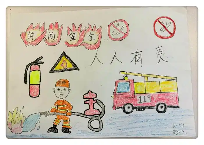 小一班亲子消防安全手绘报