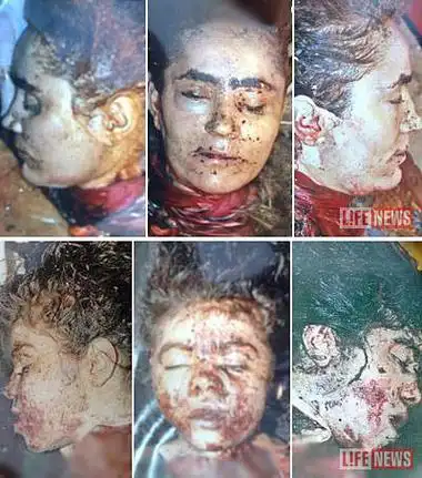 俄罗斯媒体公布的两名女性自杀式恐怖袭击者被炸身亡后的照片.