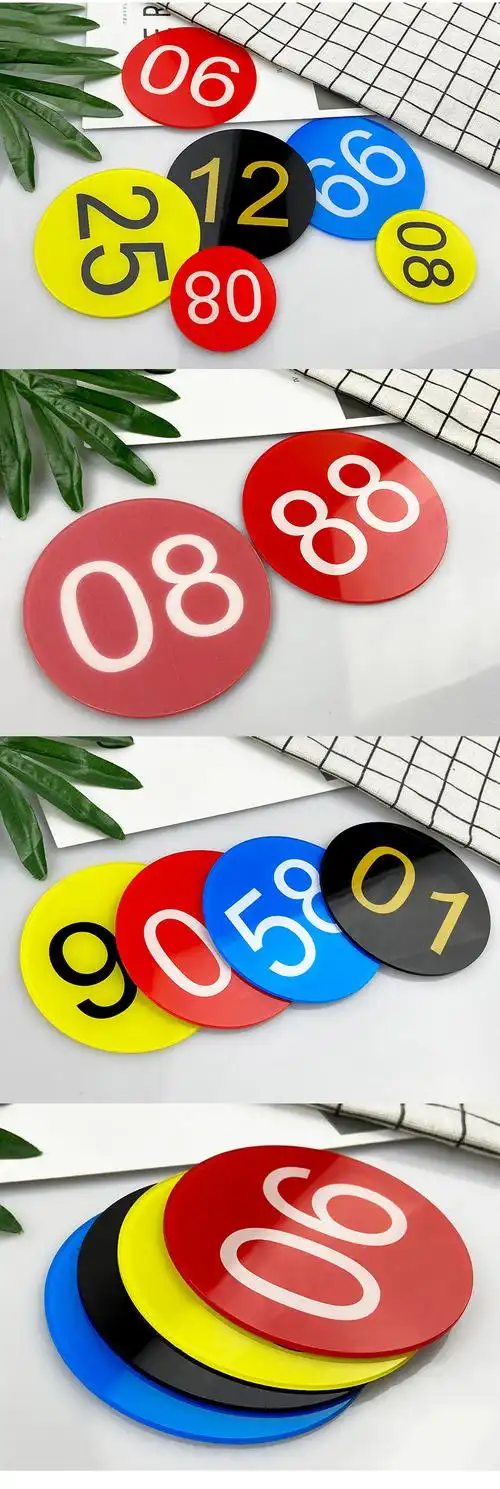 亚克力数字号码牌序号牌机台机器储物柜编号贴圆形数字牌更衣柜柜子门