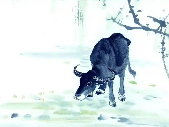 水墨画春牛图片